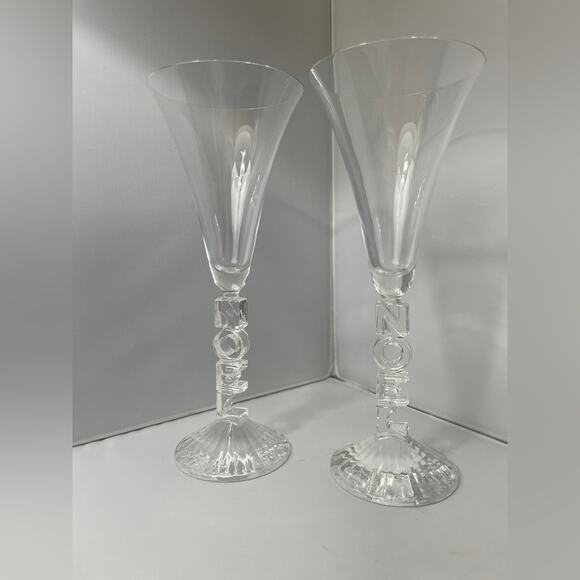 Pair NOEL Cristal d'Arques Durand Crystal Stem Drinking Goblet or Wine Glass - Picture 2 of 7
